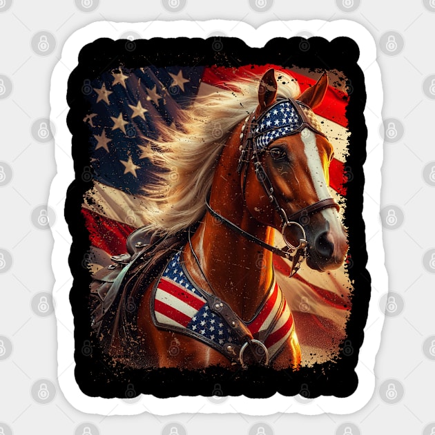 Patriotic Horse American Flag Horseback Riding Western Farm Sticker by savage land 